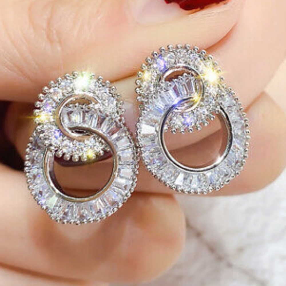 New Sterling silver diamond earrings